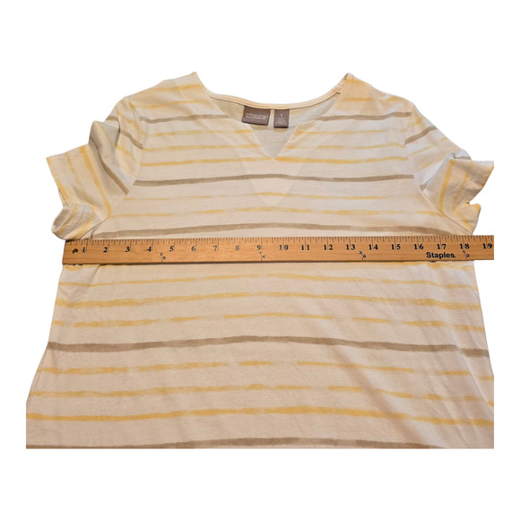 Chicos Top Womens Size Medium 1 Multi Stripe Splitneck Short Sleeve Casual - Picture 8 of 10